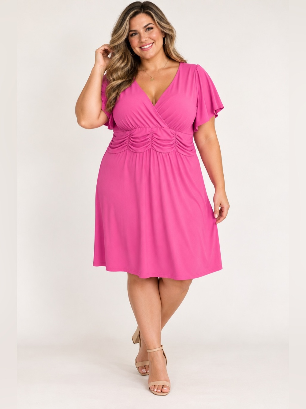 NWT Aa Studio Ruched Empire Waist Surplice Dress - 20W